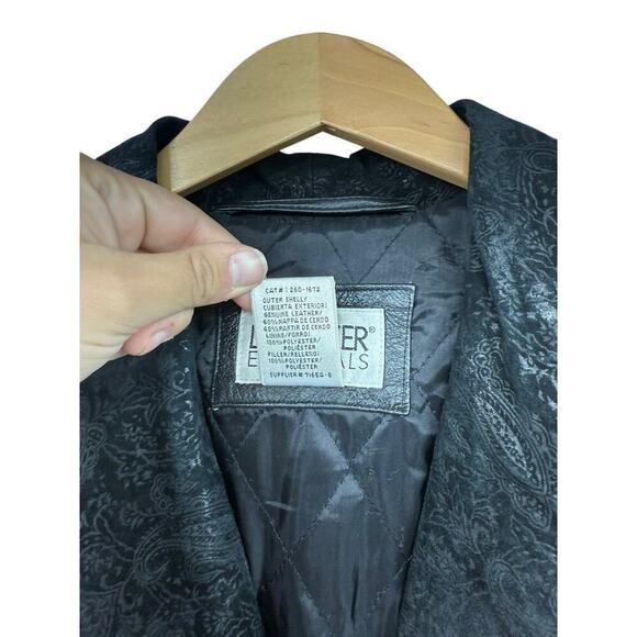 Vintage Liz Baker Essentials 100% Leather Paisley Double Breasted Jacket M - Picture 5 of 10